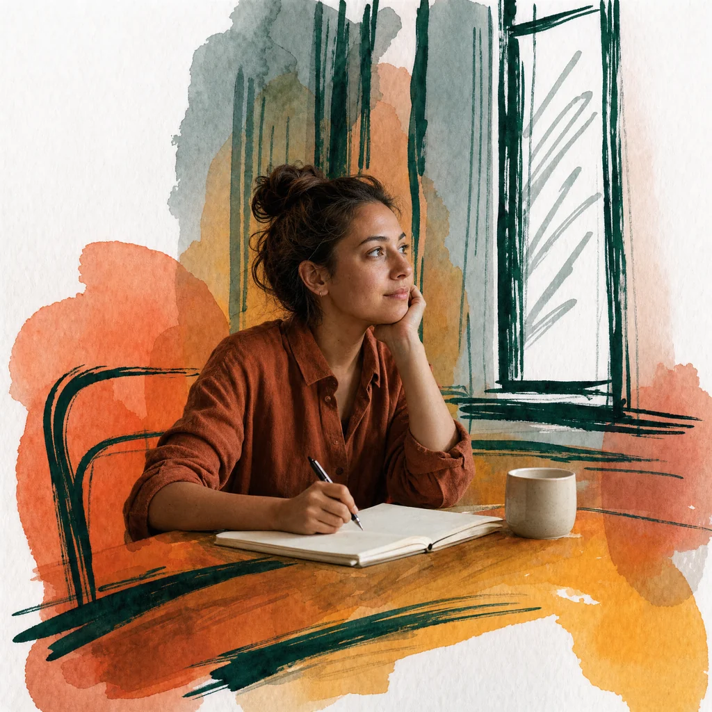 Ink-and-wash illustration of a warm physician consultation